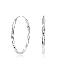 Twisted Silver Hoop Earring HO-1735